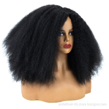 aishili wholesale afro straight kinky curly hair synthetic hair wig for black women